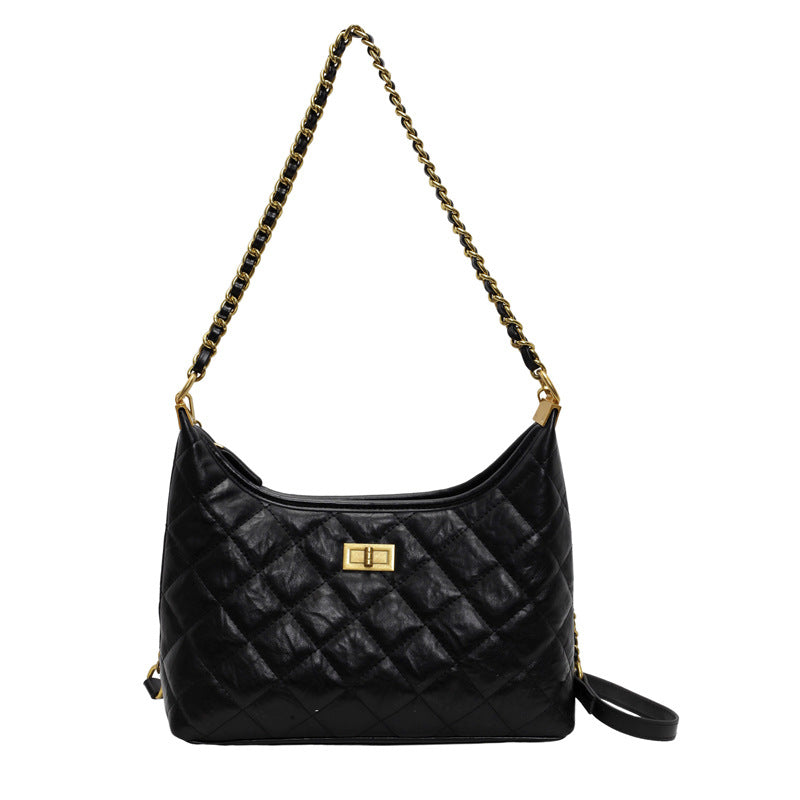 Vintage Quilted Small Chanel Style Chain Tote Bag for Women 2025 New Commuter Versatile Underarm Bag Single Shoulder Crossbody Bag