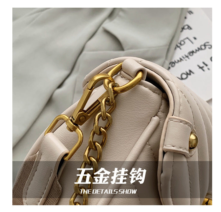 2022 New Women's Crossbody Bag Summer Shoulder Bag Trendy Small Niche Design Chain Embroidery Zipper Bag