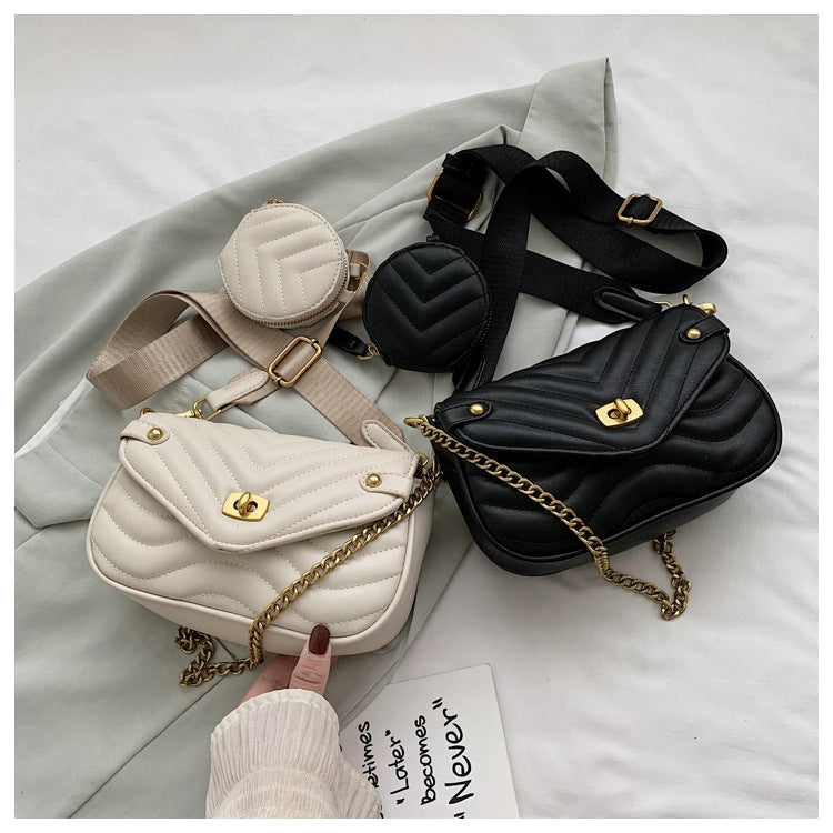 2022 New Women's Crossbody Bag Summer Shoulder Bag Trendy Small Niche Design Chain Embroidery Zipper Bag