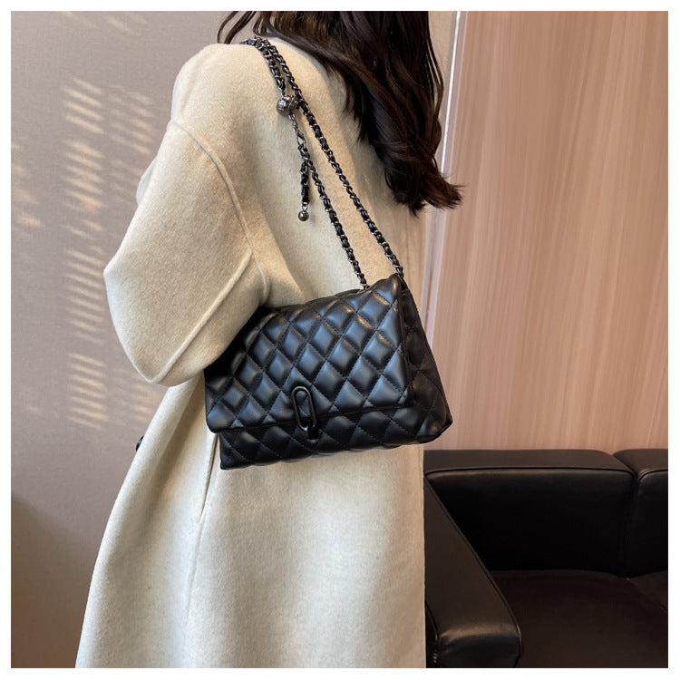 High-Quality Texture Bag for Women Autumn Winter 2025 New Trendy Fashion Quilted Chain Bag Niche Ladies Single Shoulder Crossbody Bag