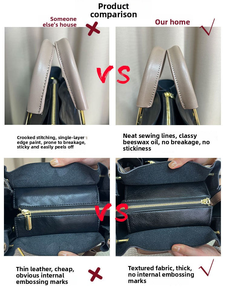 Handbag Cross-Border New Style Bag for Women High-End Large Capacity Tote Bag Fashion Embossed Commuter Mother-Daughter Bucket Bag