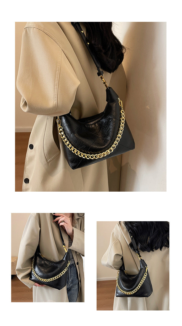 2025 New High-End Handbag Crossbody Bag Quilted Chain Handbag Design Soft Leather Dumpling Bag for Women