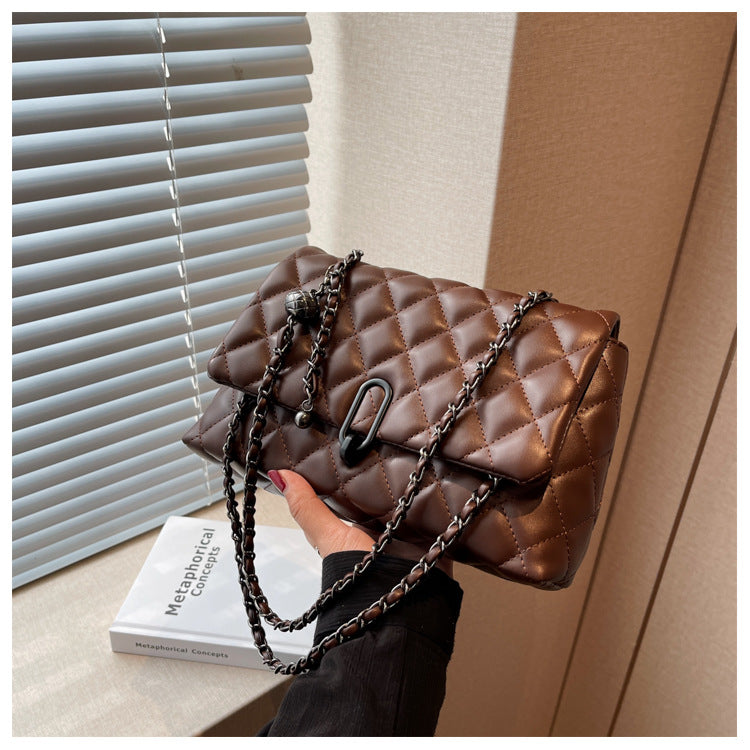 High-Quality Texture Bag for Women Autumn Winter 2025 New Trendy Fashion Quilted Chain Bag Niche Ladies Single Shoulder Crossbody Bag