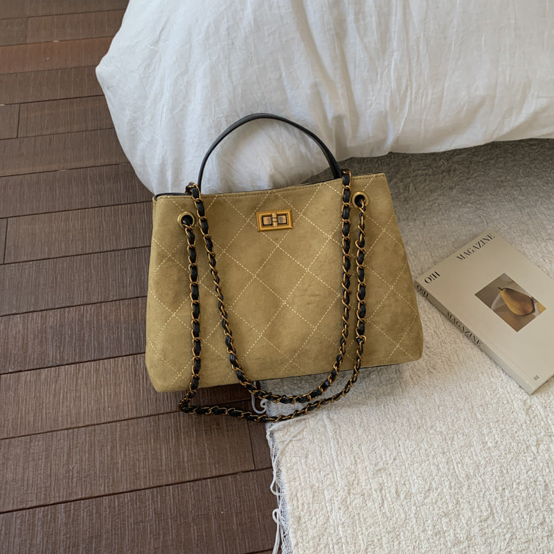 Vintage Suede Bag 2025 New Commuter Women's Shoulder Crossbody Bag Large Capacity Handbag Tote Bag