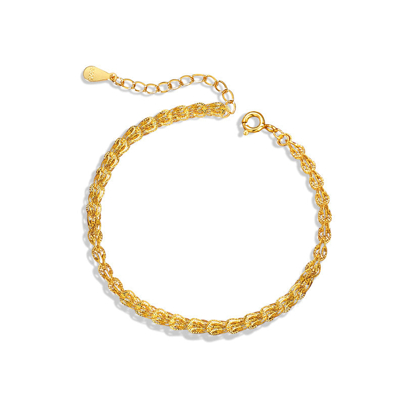 Phoenix Tail Pure Silver 925 Bracelet for Women, Light Luxury Niche Design Hollow Bracelet, New Chinese Style Ins Style Ring Buckle Jewelry