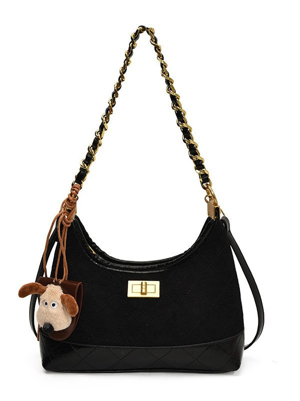 Chanel Style Retro Large Capacity Tote Bag for Women 2025 New Color-Block Chain Underarm Bag Versatile Handbag Shoulder Bag