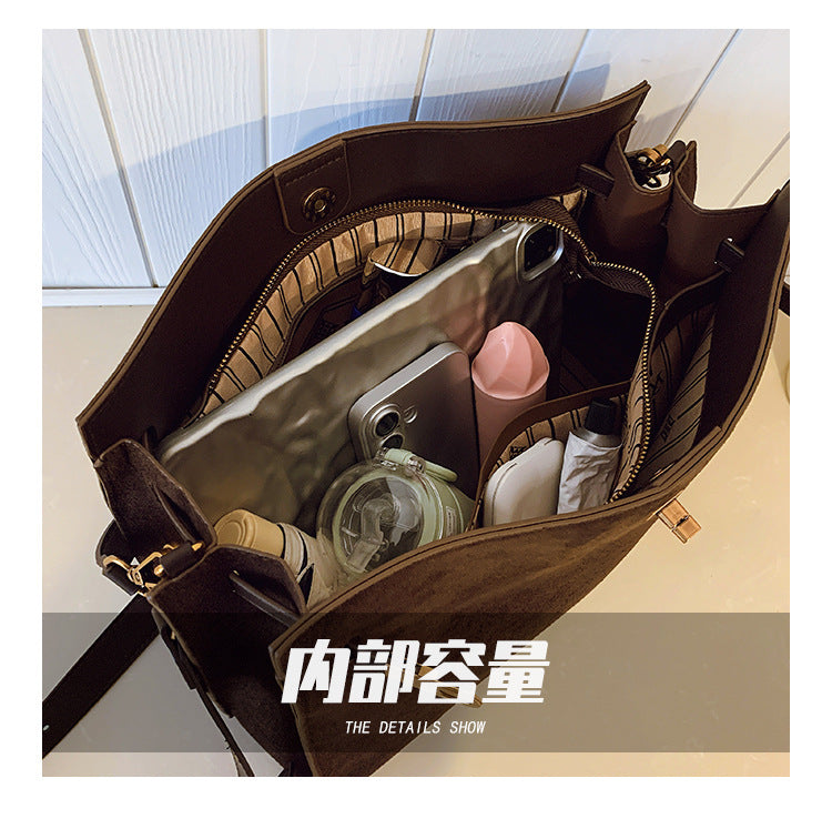 Tote Bag Autumn Winter High-end Matte Women's Bag New Large Capacity Simple Commuter Bag Cross-border Single Shoulder Crossbody Bag