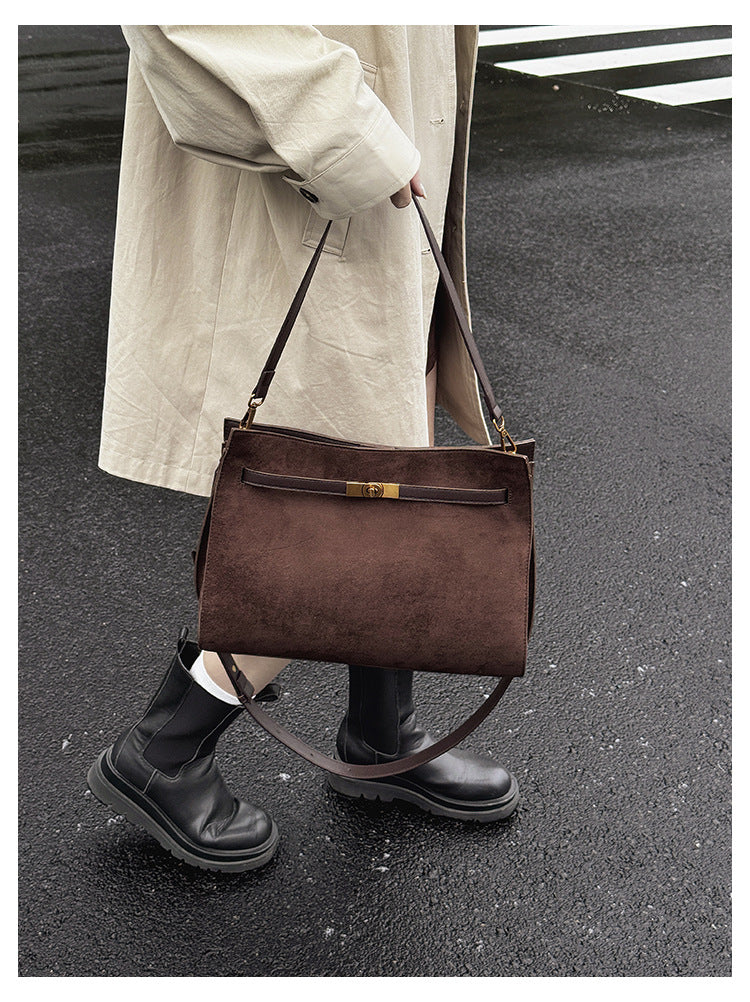 Tote Bag Autumn Winter High-end Matte Women's Bag New Large Capacity Simple Commuter Bag Cross-border Single Shoulder Crossbody Bag