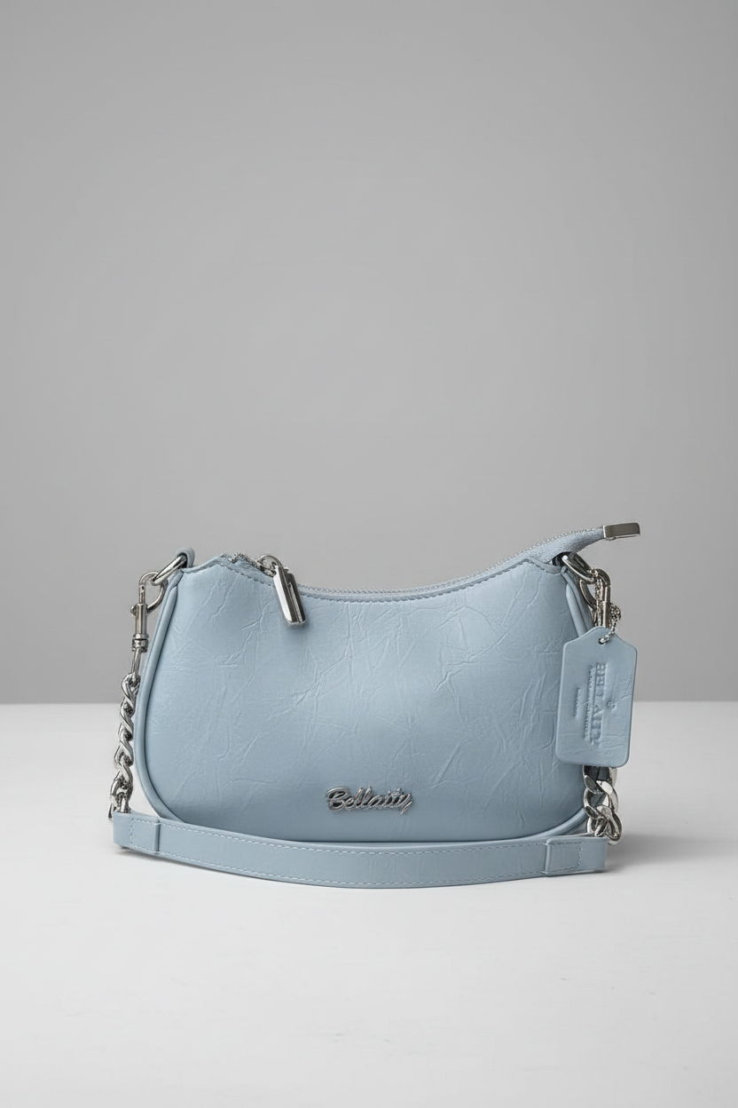 BELLAITY Light Blue Vegan Leather Chain Shoulder Bag Crossbody Purse