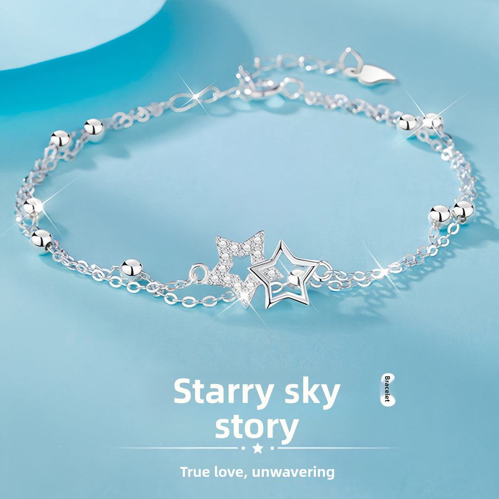 S925 Sterling Silver Starry Sky Story Bracelet for Women Korean Version Light Luxury Exquisite Ins Style Niche Design Gift for Girlfriend