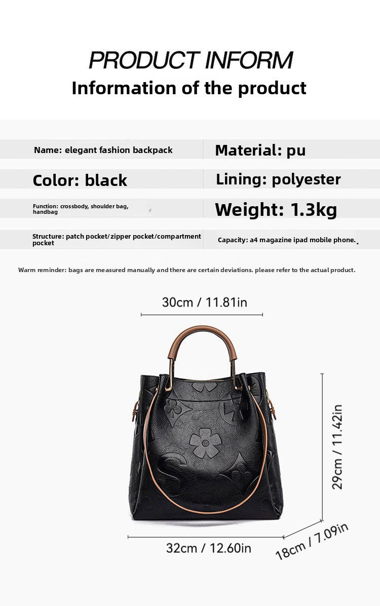 Handbag Cross-Border New Style Bag for Women High-End Large Capacity Tote Bag Fashion Embossed Commuter Mother-Daughter Bucket Bag