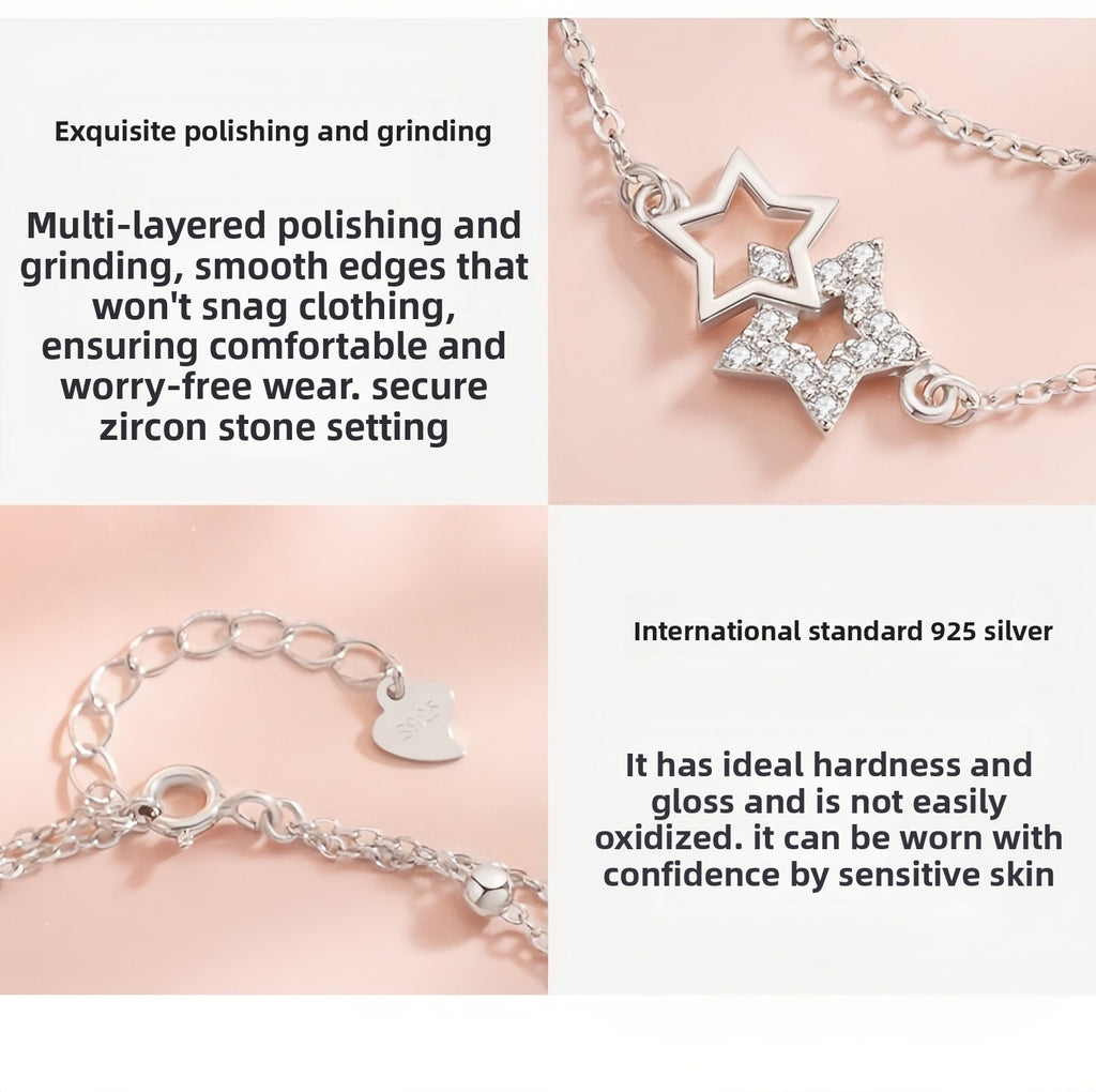 S925 Sterling Silver Starry Sky Story Bracelet for Women Korean Version Light Luxury Exquisite Ins Style Niche Design Gift for Girlfriend
