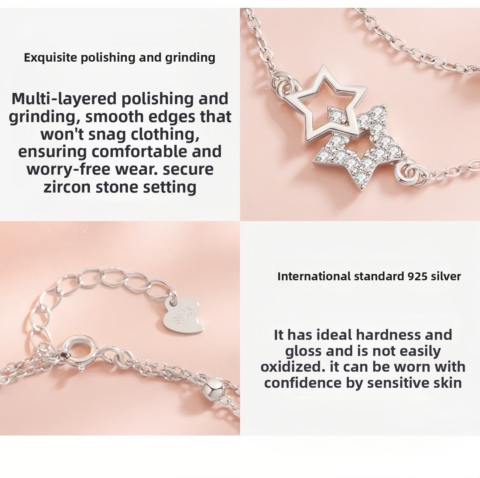 S925 Sterling Silver Starry Sky Story Bracelet for Women Korean Version Light Luxury Exquisite Ins Style Niche Design Gift for Girlfriend