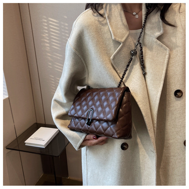 High-Quality Texture Bag for Women Autumn Winter 2025 New Trendy Fashion Quilted Chain Bag Niche Ladies Single Shoulder Crossbody Bag
