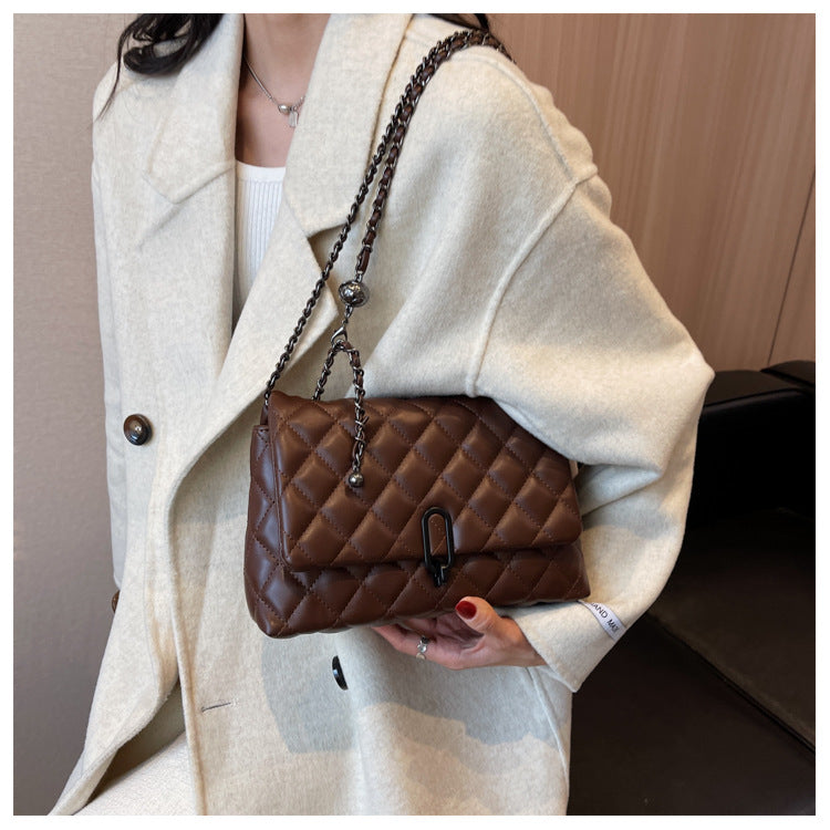 High-Quality Texture Bag for Women Autumn Winter 2025 New Trendy Fashion Quilted Chain Bag Niche Ladies Single Shoulder Crossbody Bag
