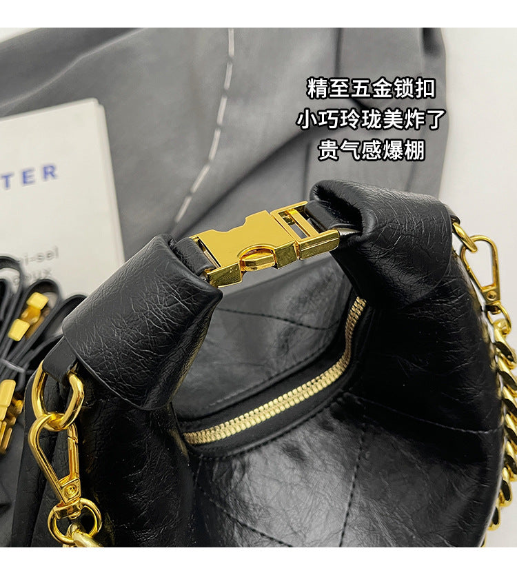 2025 New High-End Handbag Crossbody Bag Quilted Chain Handbag Design Soft Leather Dumpling Bag for Women