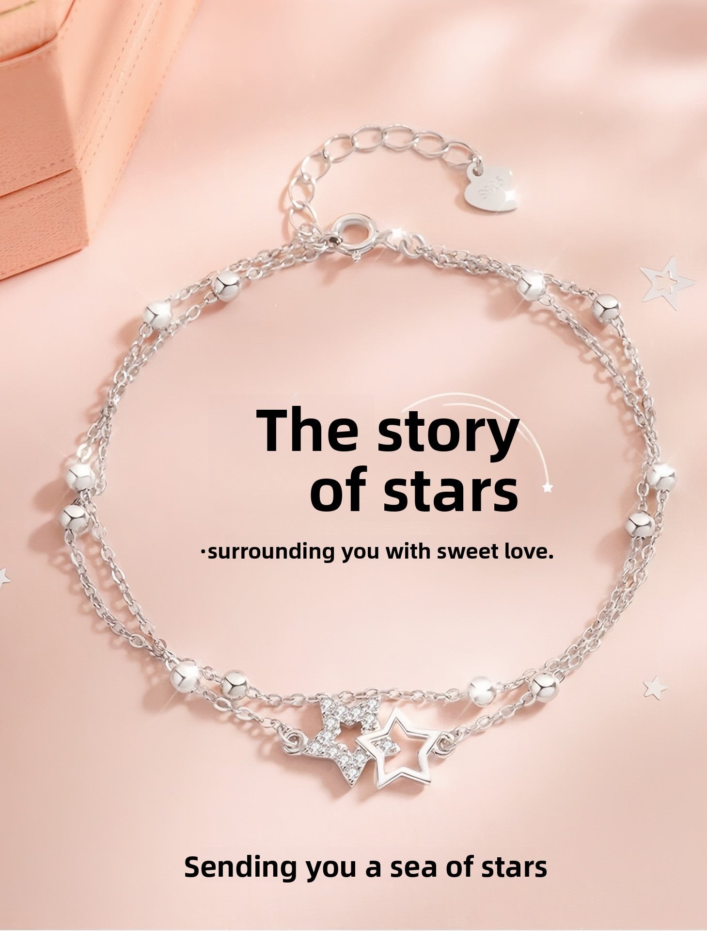 S925 Sterling Silver Starry Sky Story Bracelet for Women Korean Version Light Luxury Exquisite Ins Style Niche Design Gift for Girlfriend