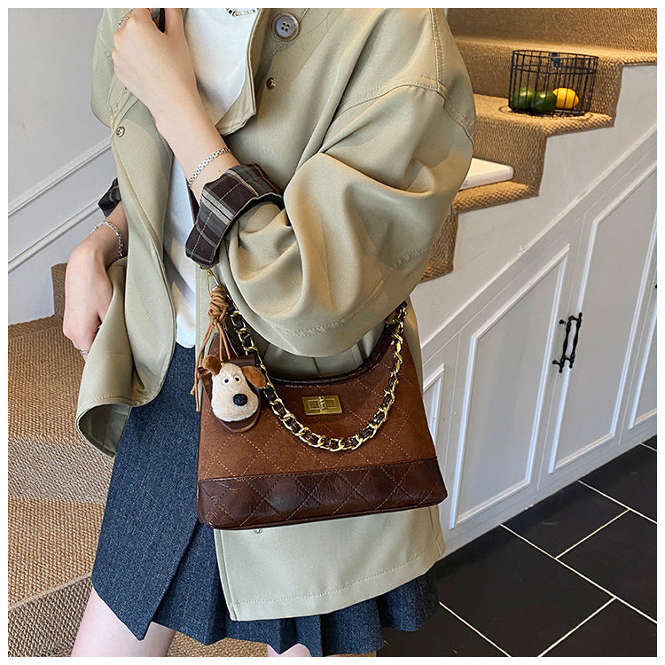 Chanel Style Retro Large Capacity Tote Bag for Women 2025 New Color-Block Chain Underarm Bag Versatile Handbag Shoulder Bag