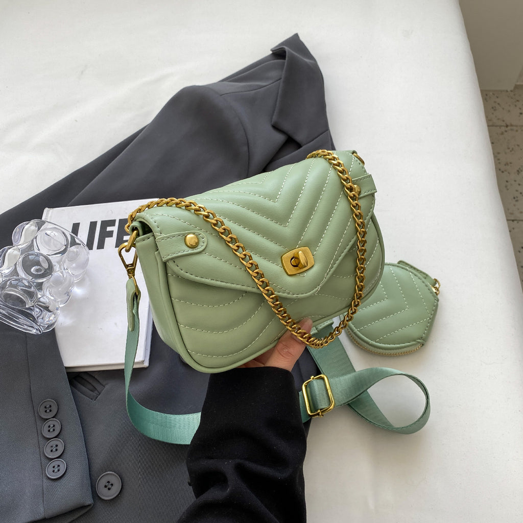 2022 New Women's Crossbody Bag Summer Shoulder Bag Trendy Small Niche Design Chain Embroidery Zipper Bag