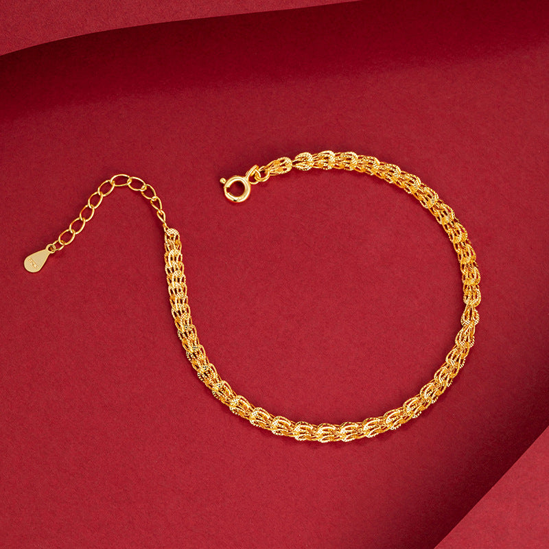 Phoenix Tail Pure Silver 925 Bracelet for Women, Light Luxury Niche Design Hollow Bracelet, New Chinese Style Ins Style Ring Buckle Jewelry