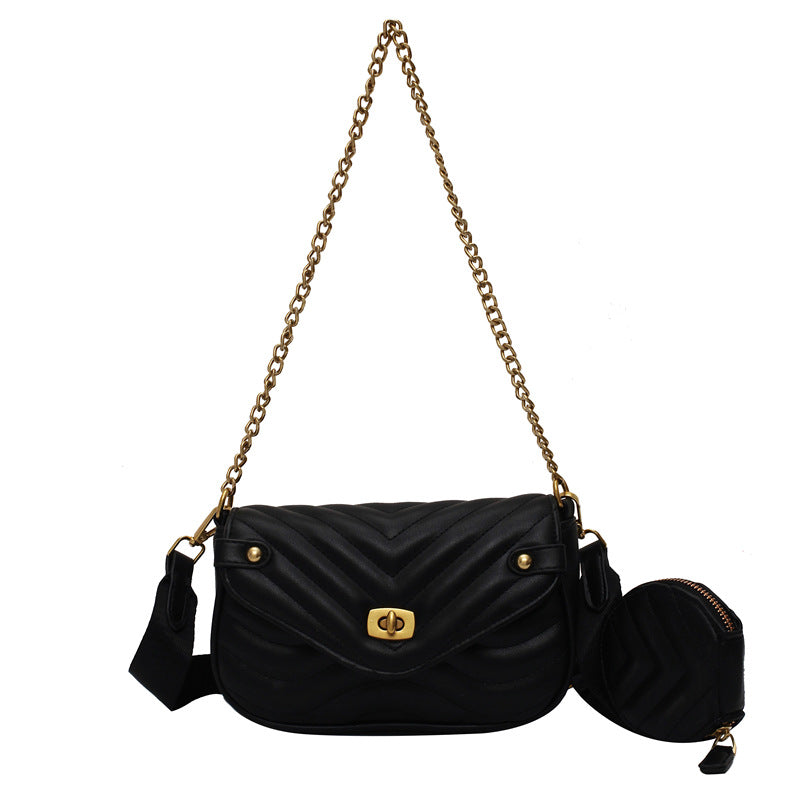 2022 New Women's Crossbody Bag Summer Shoulder Bag Trendy Small Niche Design Chain Embroidery Zipper Bag