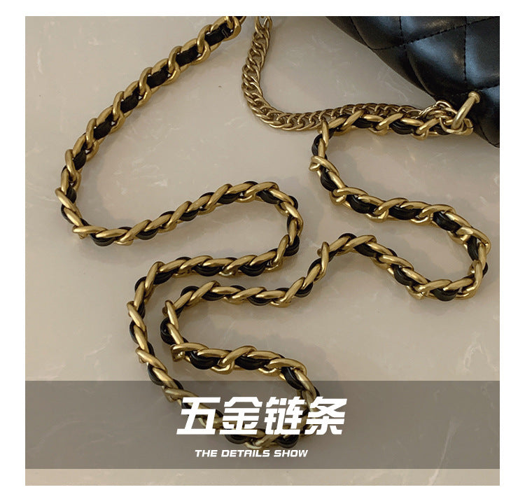 Autumn Winter Super Hot Contrast Color Small Bag Women 2025 New Fashion Diamond Chain Crossbody Bag High-end Small Square Bag