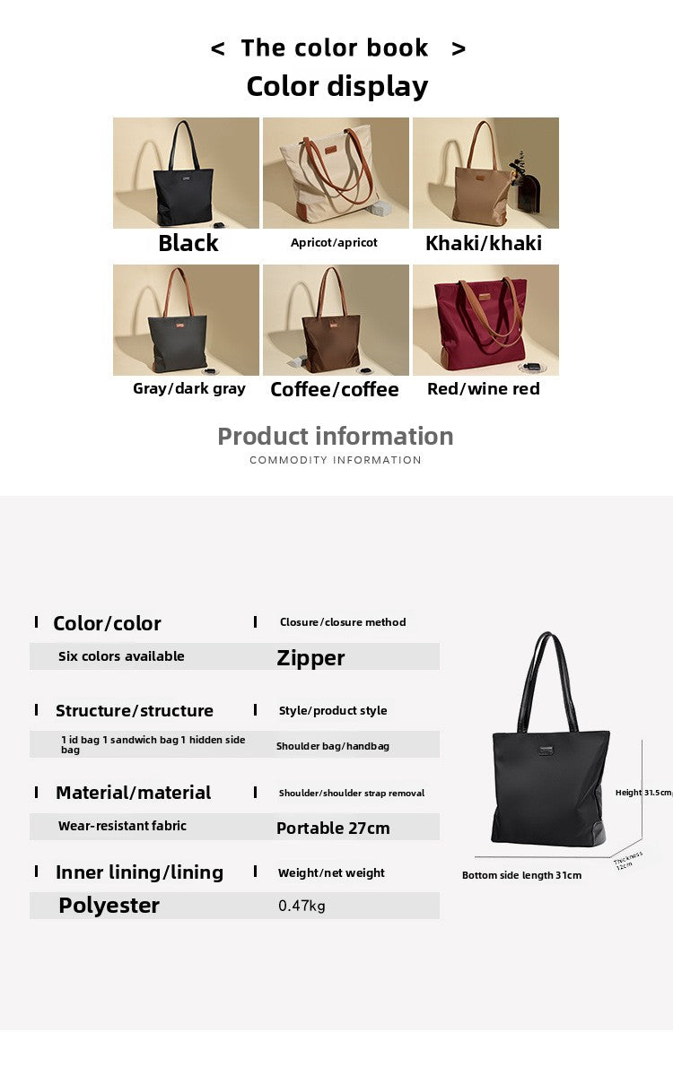 Simple Fashion Oxford Cloth Bag 2025 New Large Capacity High-End Tote Bag Casual Korean Style Women's Shoulder Bag