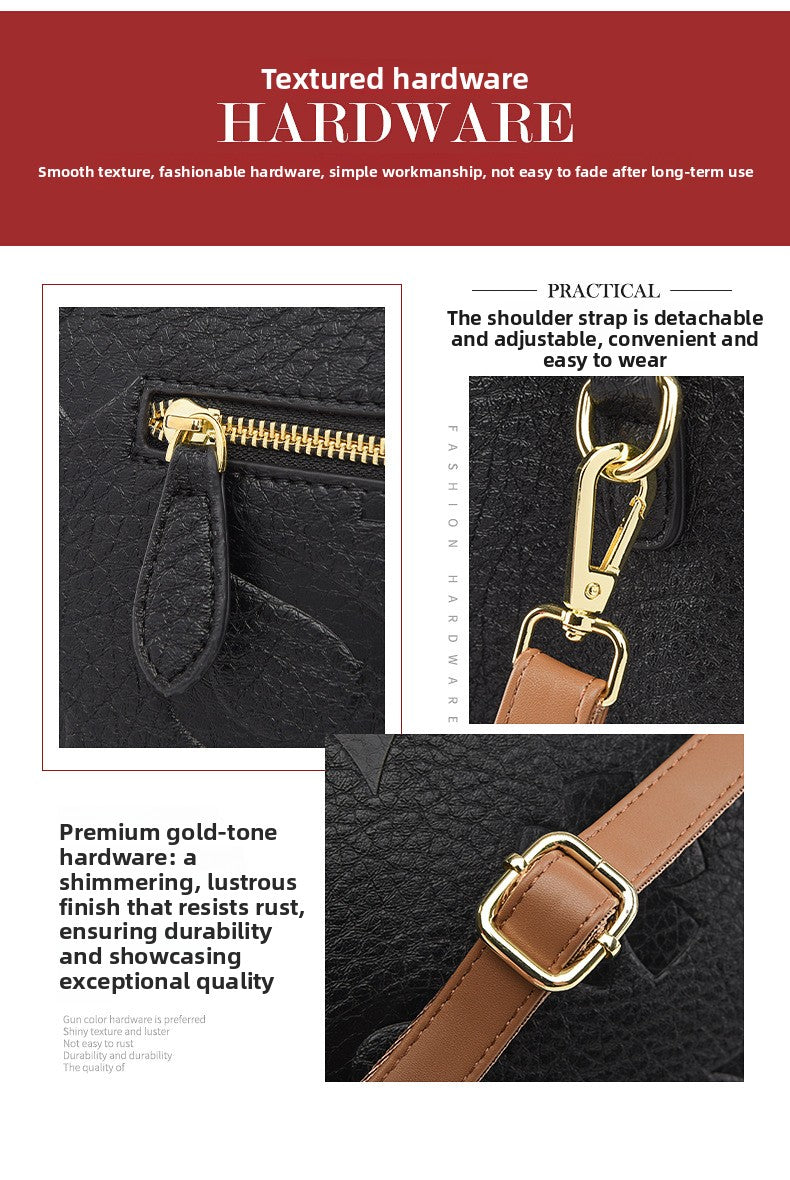 Fashionable Embossed Large Tote Bag Simple Large Capacity Commuter Bag for Women Cross-Border Hot-Selling Microfiber Leather Tote Bag