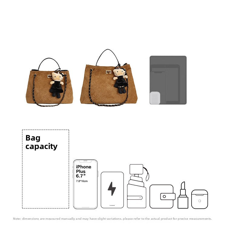 Vintage Suede Bag 2025 New Commuter Women's Shoulder Crossbody Bag Large Capacity Handbag Tote Bag