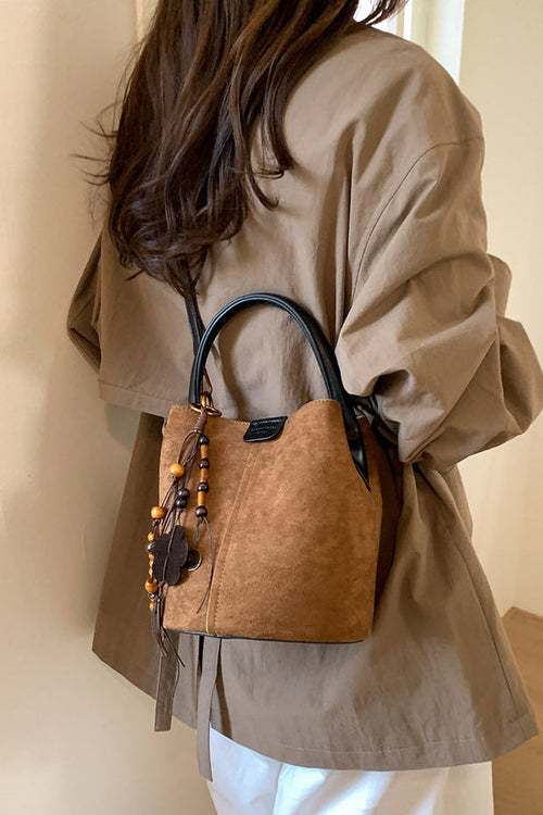 BELLAITY 2026 Vegan Leather Bucket Bag with Dual Straps - Versatile Top Handle & Crossbody Handbag