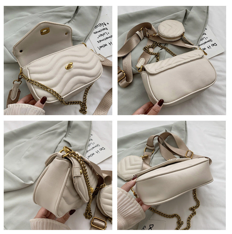 2022 New Women's Crossbody Bag Summer Shoulder Bag Trendy Small Niche Design Chain Embroidery Zipper Bag
