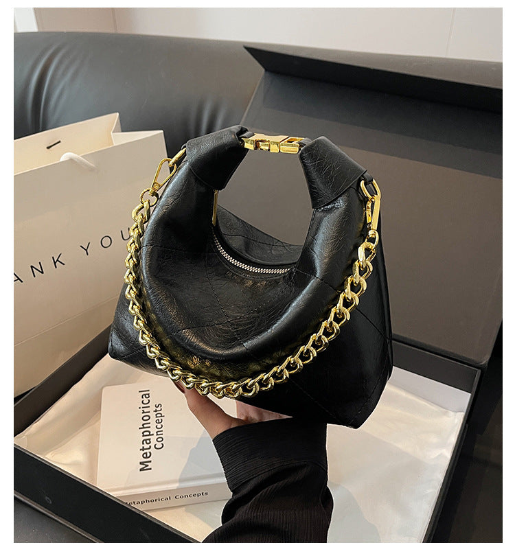 2025 New High-End Handbag Crossbody Bag Quilted Chain Handbag Design Soft Leather Dumpling Bag for Women