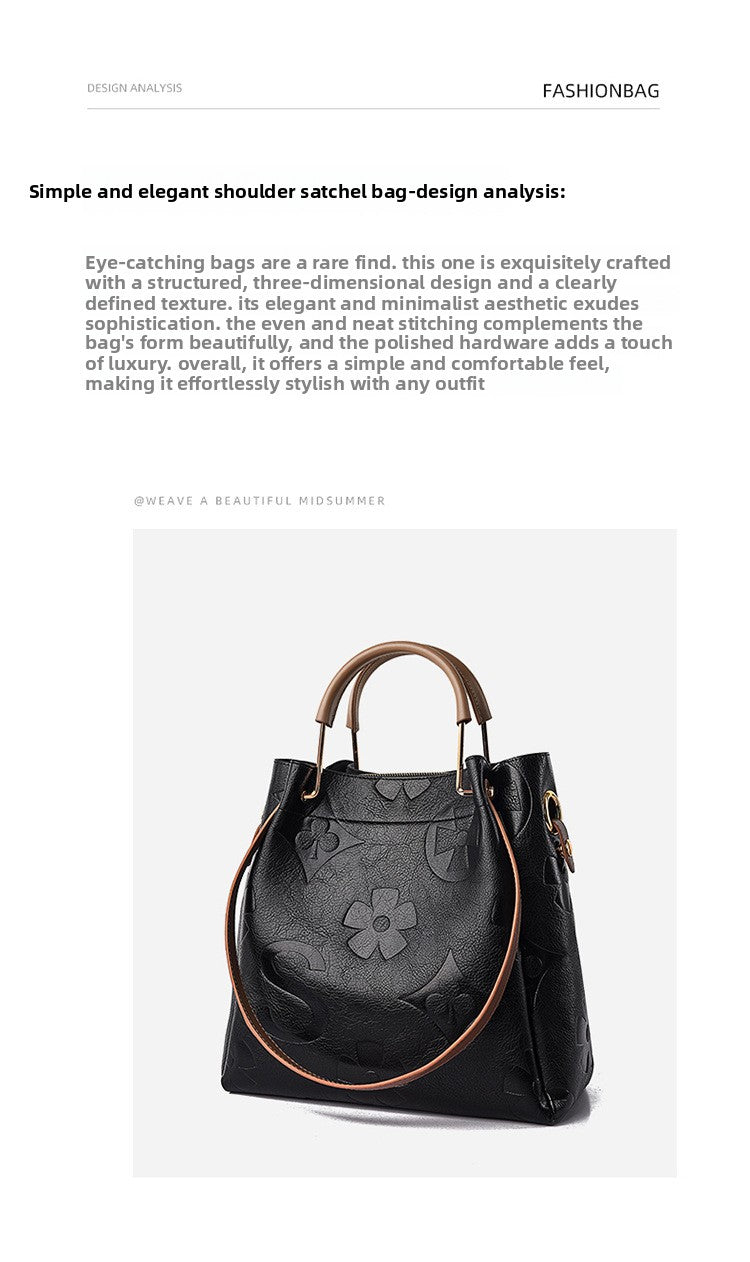 Handbag Cross-Border New Style Bag for Women High-End Large Capacity Tote Bag Fashion Embossed Commuter Mother-Daughter Bucket Bag