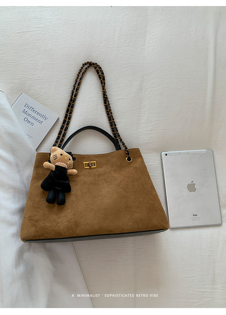 Vintage Suede Bag 2025 New Commuter Women's Shoulder Crossbody Bag Large Capacity Handbag Tote Bag