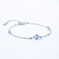 New 925 Sterling Silver Square Chain Blue Diamond Bracelet for Women Fashionable High-end Ins Style Personality Simple Jewelry