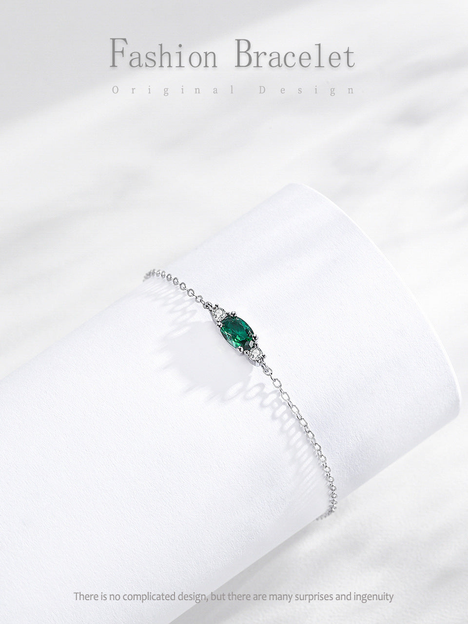 Vintage S925 Sterling Silver Inlaid with Dark Green Oval Zircon Elegant Bracelet for Women Personalized Fashion Jewelry