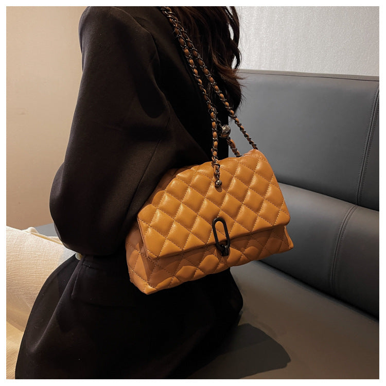 High-Quality Texture Bag for Women Autumn Winter 2025 New Trendy Fashion Quilted Chain Bag Niche Ladies Single Shoulder Crossbody Bag
