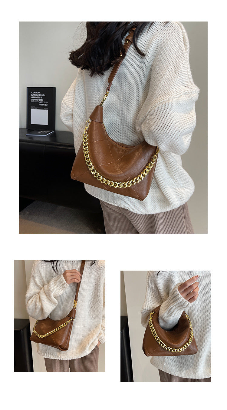 2025 New High-End Handbag Crossbody Bag Quilted Chain Handbag Design Soft Leather Dumpling Bag for Women