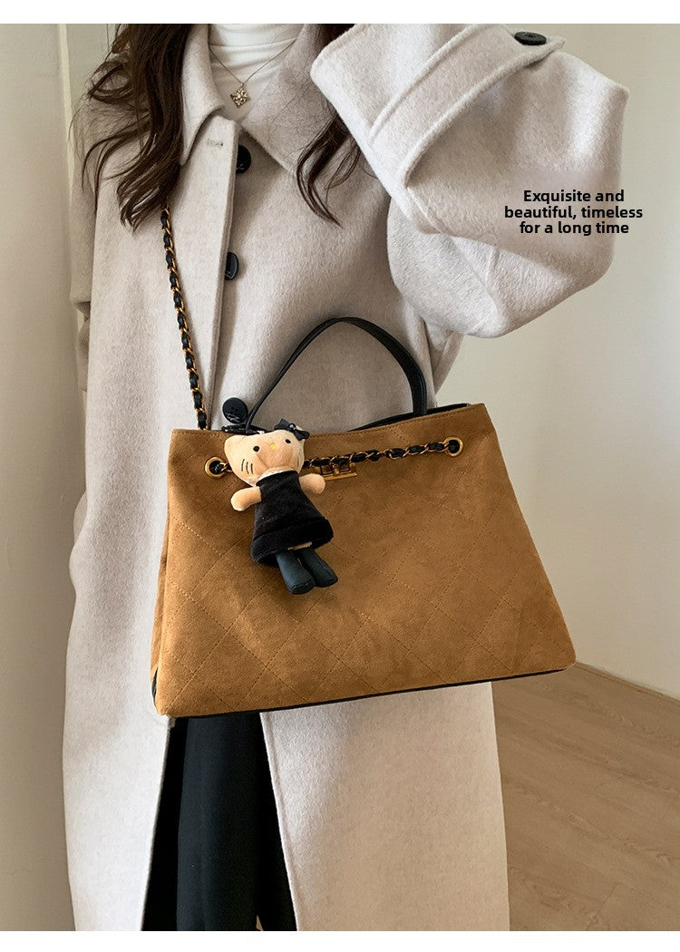Vintage Suede Bag 2025 New Commuter Women's Shoulder Crossbody Bag Large Capacity Handbag Tote Bag