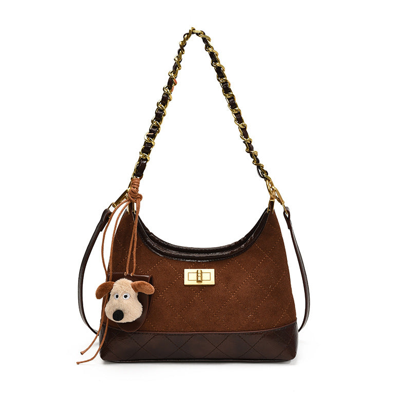 Chanel Style Retro Large Capacity Tote Bag for Women 2025 New Color-Block Chain Underarm Bag Versatile Handbag Shoulder Bag