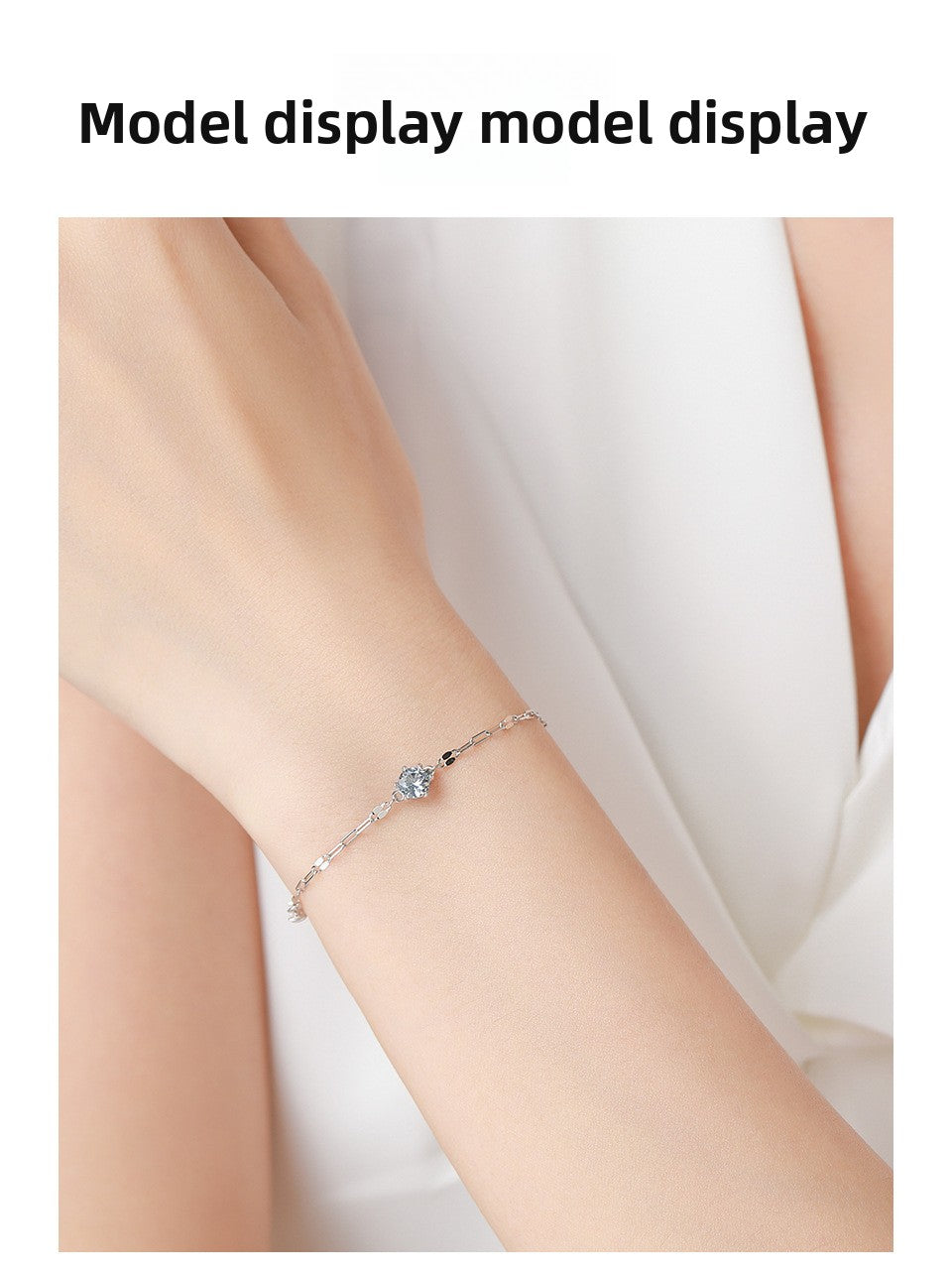 New 925 Sterling Silver Square Chain Blue Diamond Bracelet for Women Fashionable High-end Ins Style Personality Simple Jewelry