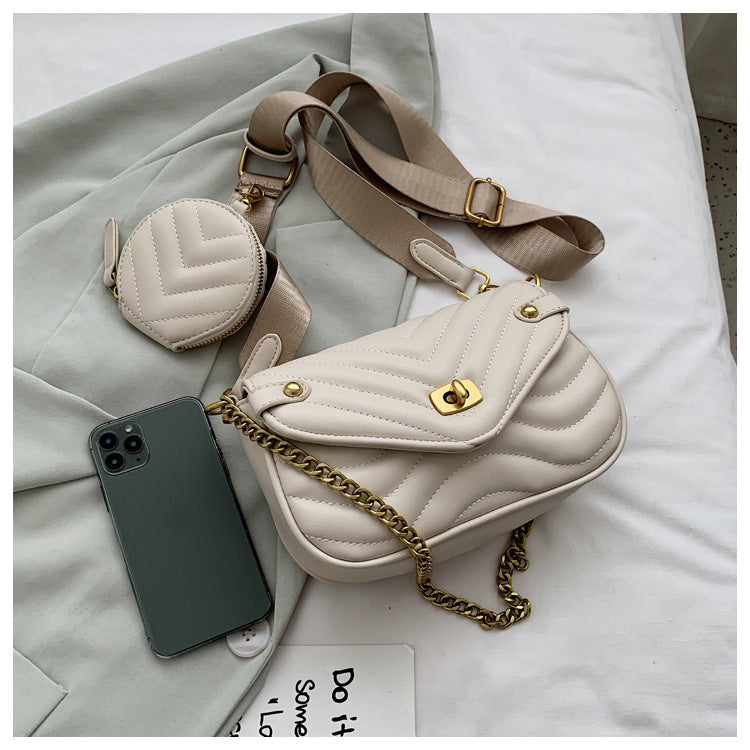 2022 New Women's Crossbody Bag Summer Shoulder Bag Trendy Small Niche Design Chain Embroidery Zipper Bag
