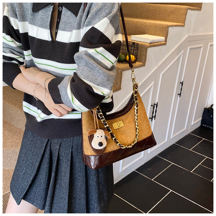 Chanel Style Retro Large Capacity Tote Bag for Women 2025 New Color-Block Chain Underarm Bag Versatile Handbag Shoulder Bag