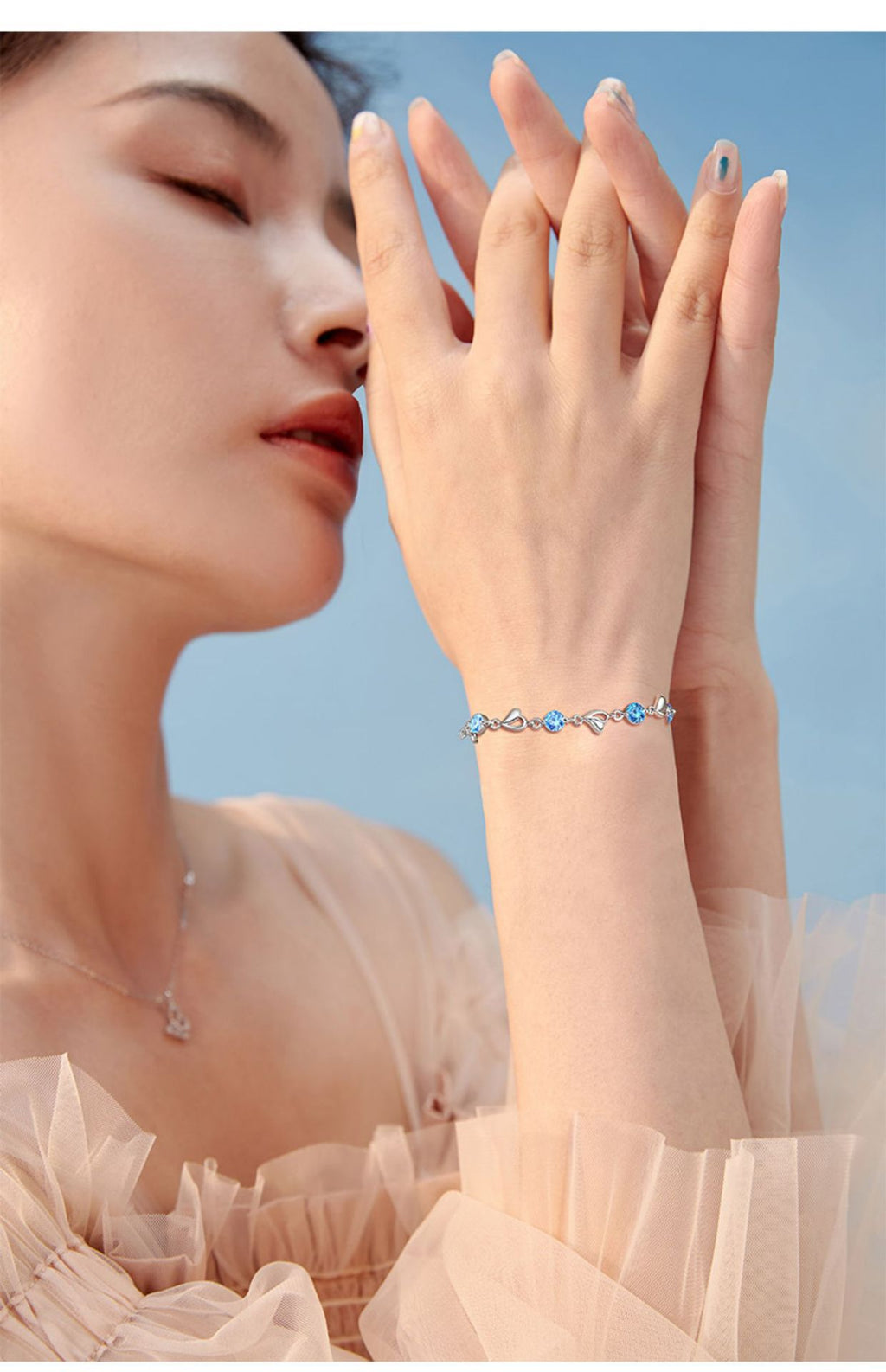 Ocean Heart Bracelet for Women, Light Luxury Niche Design, High-End Feel, Simple Sweet Temperament, Fresh Style, Gift for Best Friend