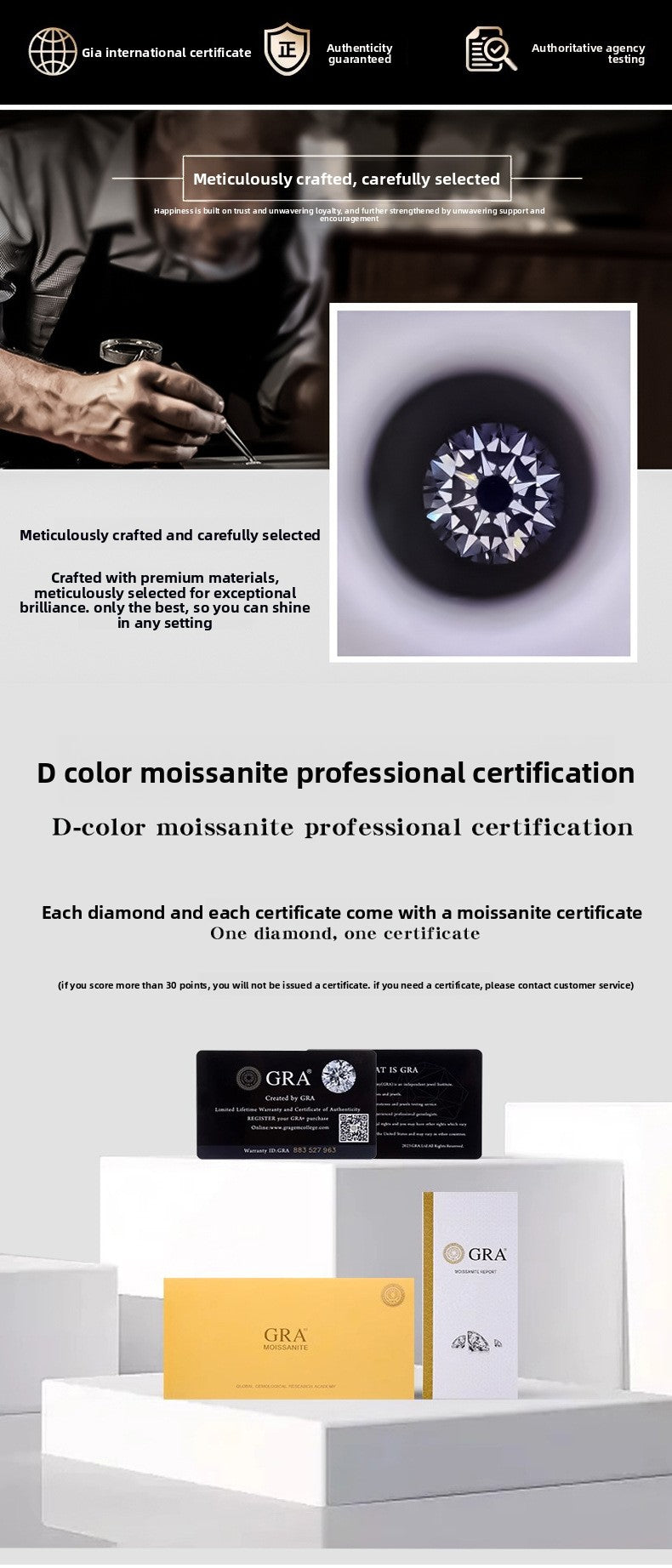 Moissanite Earrings for Men and Women, Pure Silver Six-Prong Ear Bone Studs, Elegant and Simple High-End Earrings, White Gold Ear Jewelry TK Cross-Border