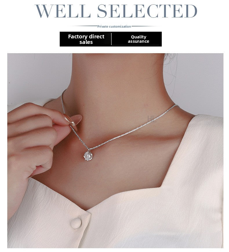 S925 Sterling Silver Necklace for Women 2024 New Hot-Selling Collarbone Chain Elegant Light Luxury Niche High-End Neck Chain Accessory