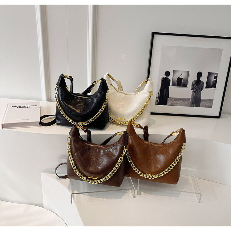 2025 New High-End Handbag Crossbody Bag Quilted Chain Handbag Design Soft Leather Dumpling Bag for Women