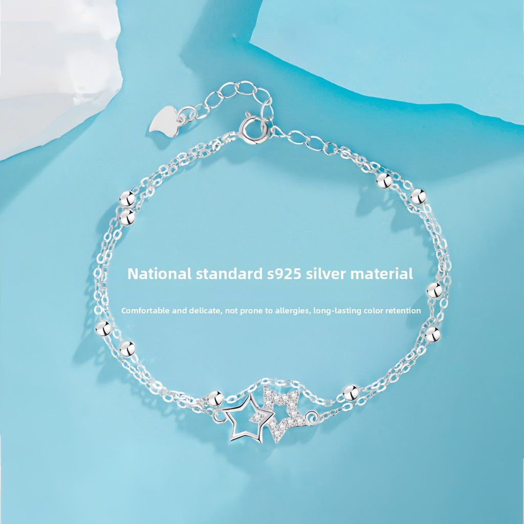 S925 Sterling Silver Starry Sky Story Bracelet for Women Korean Version Light Luxury Exquisite Ins Style Niche Design Gift for Girlfriend