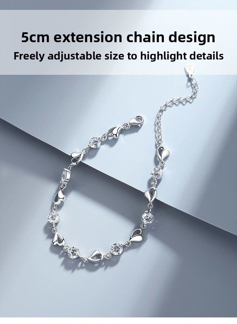 Ocean Heart Bracelet for Women, Light Luxury Niche Design, High-End Feel, Simple Sweet Temperament, Fresh Style, Gift for Best Friend