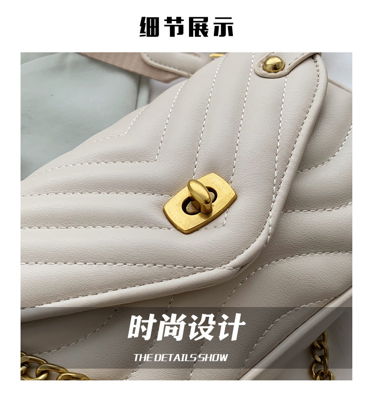 2022 New Women's Crossbody Bag Summer Shoulder Bag Trendy Small Niche Design Chain Embroidery Zipper Bag